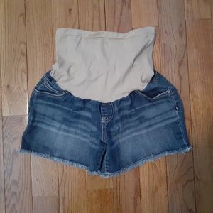 Indigo Blue Maternity distressed jean shorts